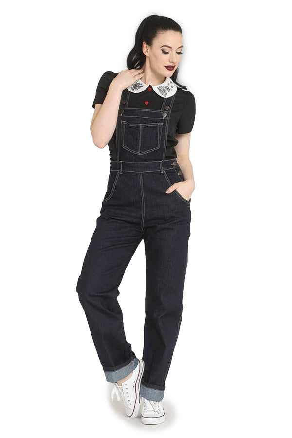Hell Bunny Latzhose Elly May Denim Dungaree Blau