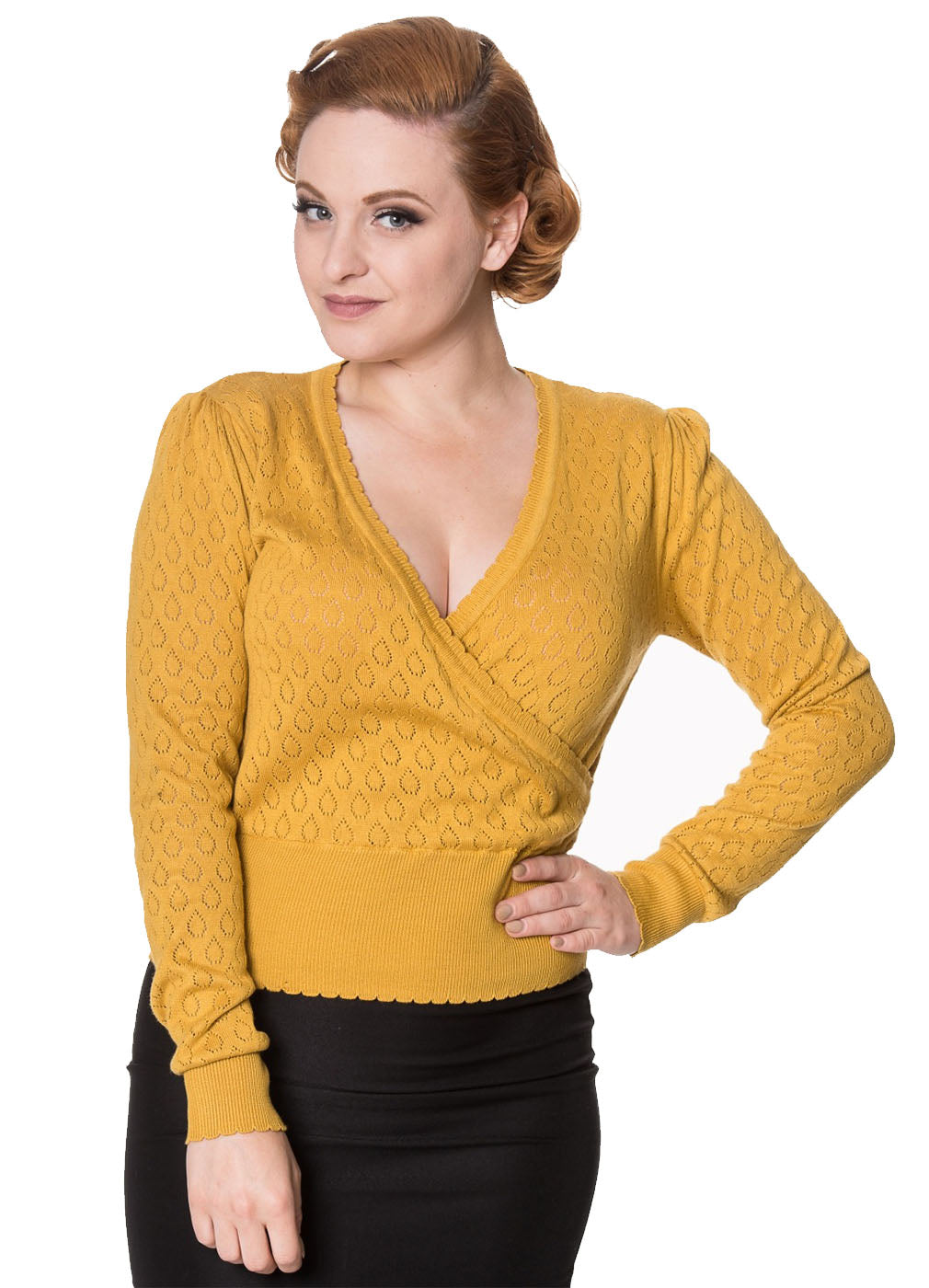 Banned Retro Pullover Basic Instinct Gelb