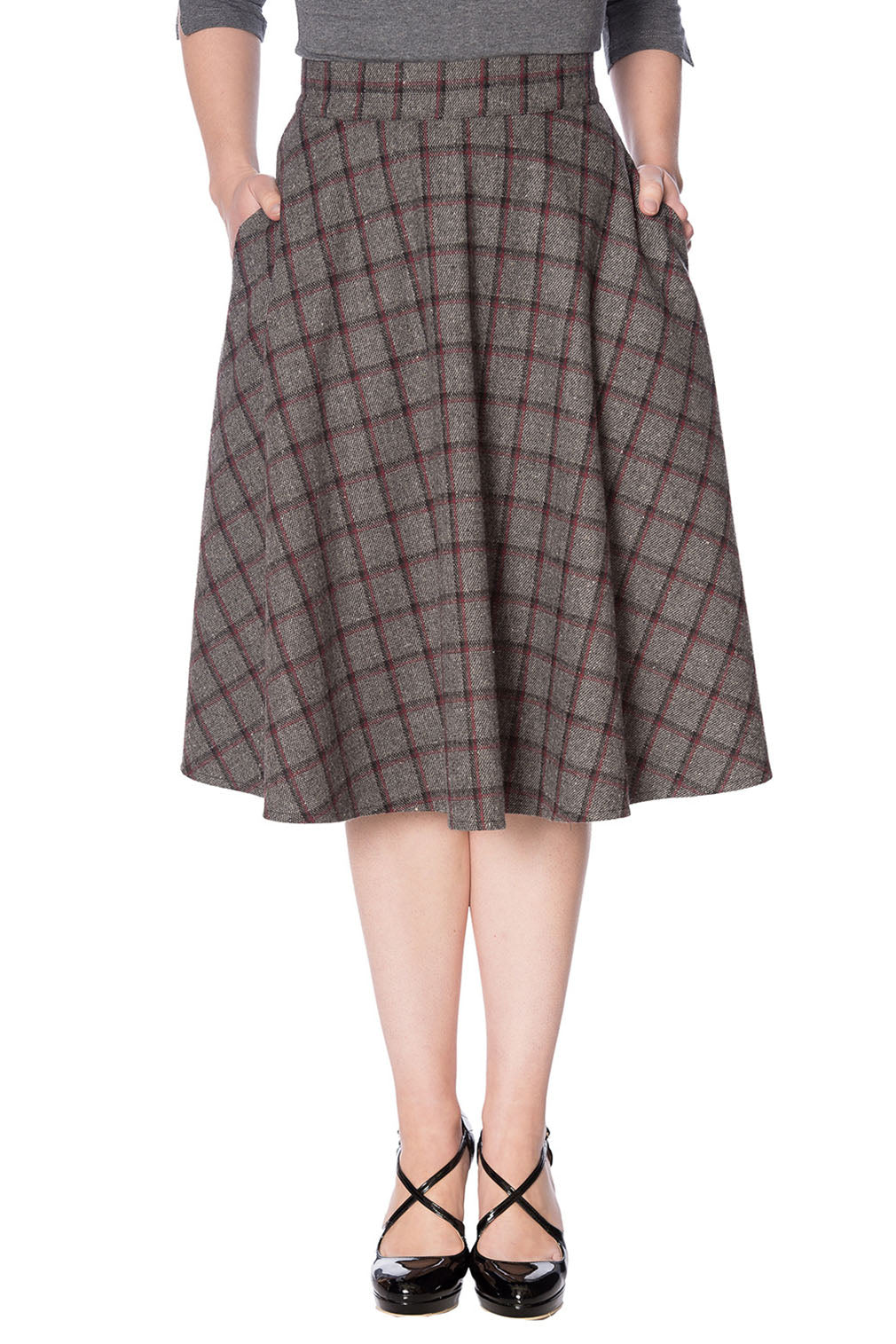 Banned Retro Tellerrock Ladies Day Swing Skirt Grau