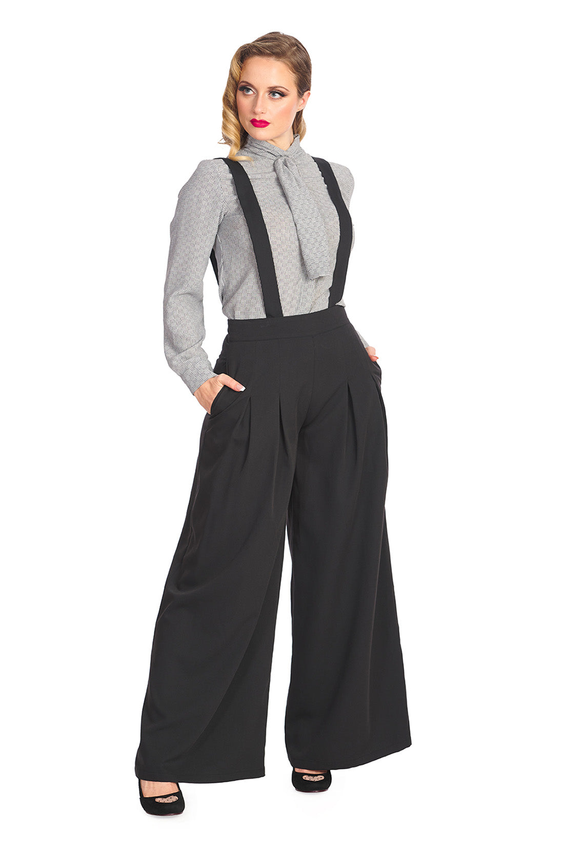 Banned Retro Palazzo Hose Diamond Schwarz
