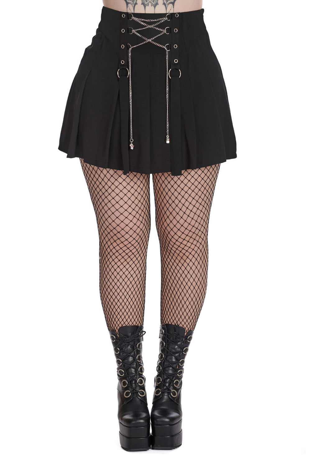 Banned Alternative Mini Faltenrock Isadora Schwarz