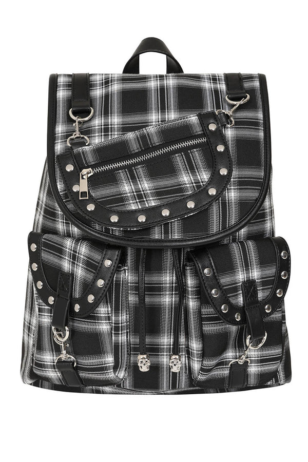 Banned Alternative Rucksack Yamy Kariert Schwarz Weiss