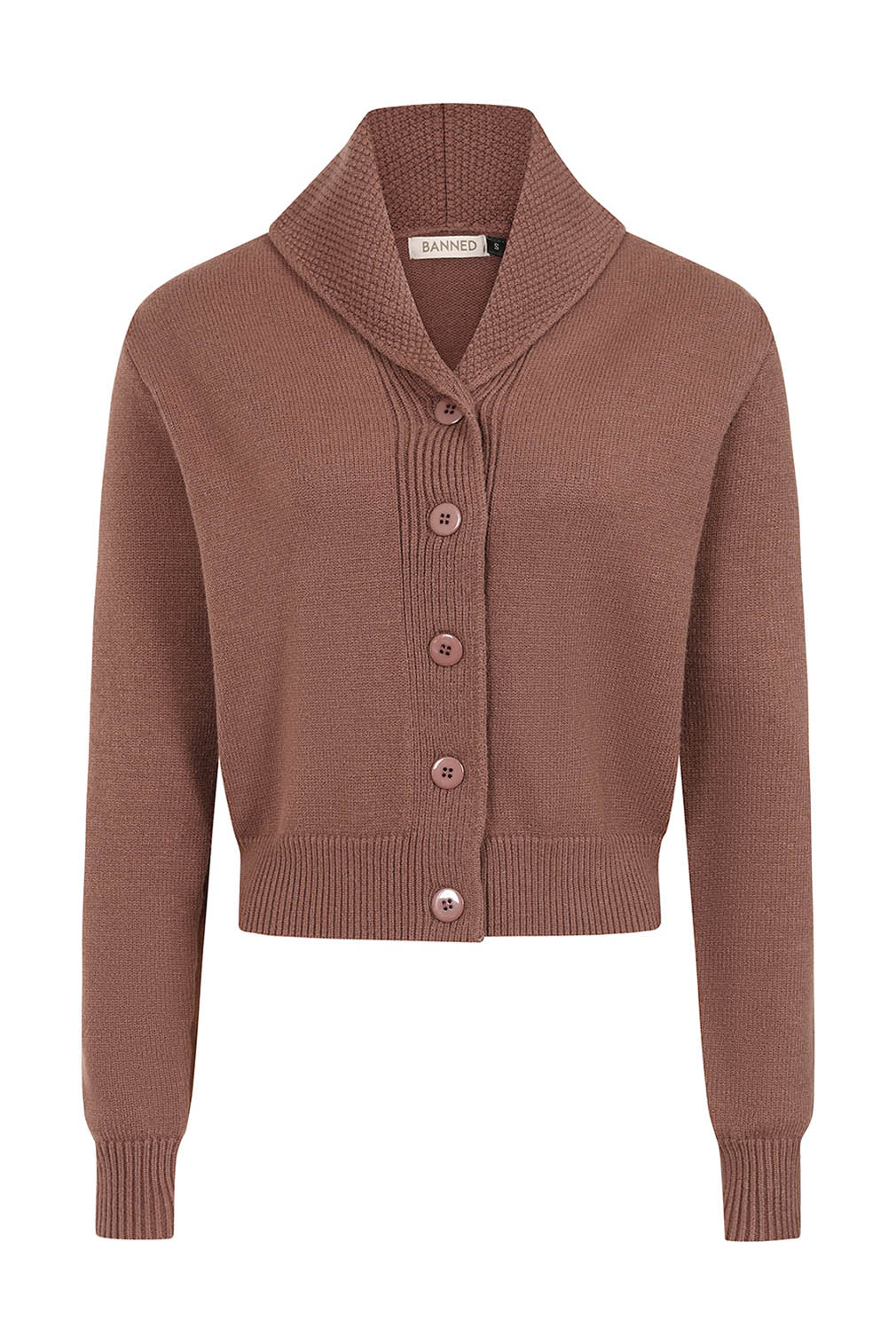 Banned Retro Strickjacke Violet Cardigan Braun
