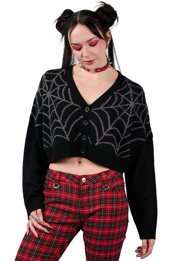 Banned Alternative Strickjacke Web Of Night Cardigan