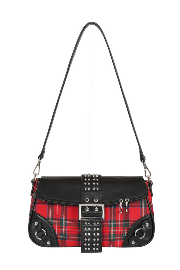 Banned Alternative Schultertasche Disorder Tartan Rot