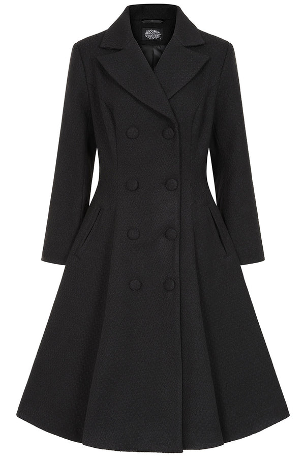 Hearts & Roses London Mantel Margo Black Weave Swing Coat