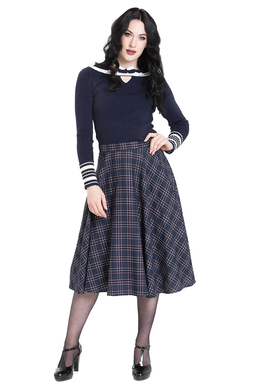 Hell Bunny Rock Peebles 50's Skirt Blau