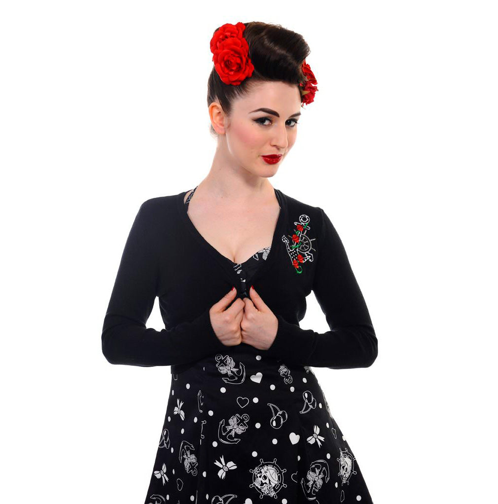 Banned Retro Bolero Anchor Schwarz