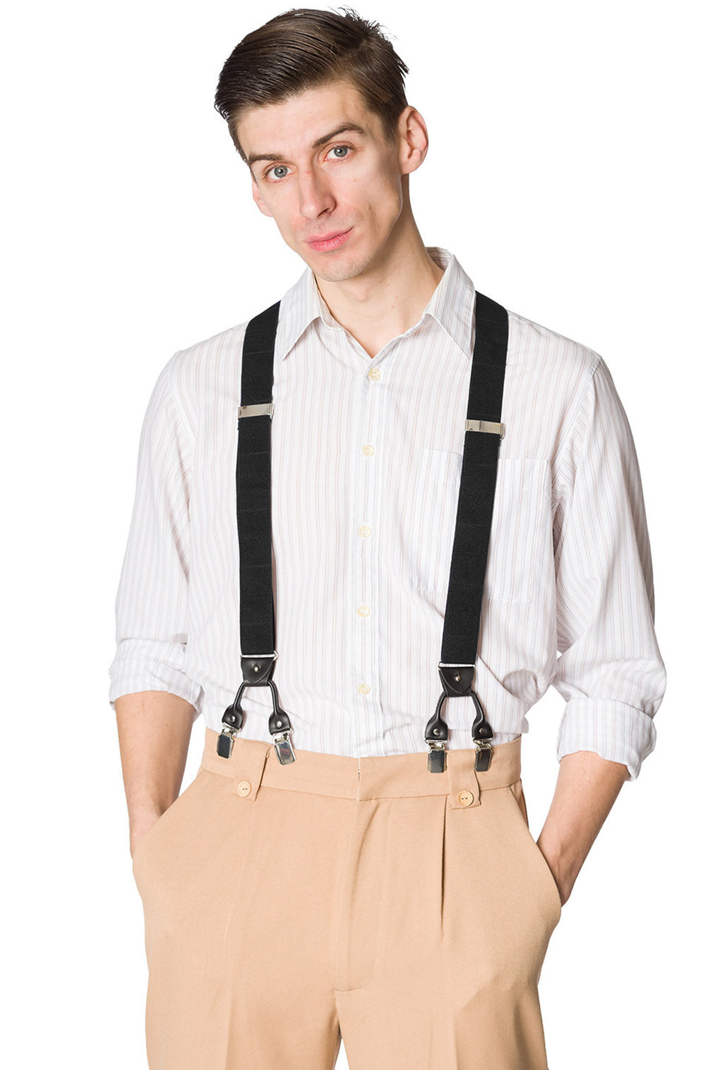 Banned Retro Hosenträger Rockabilly Braces Schwarz
