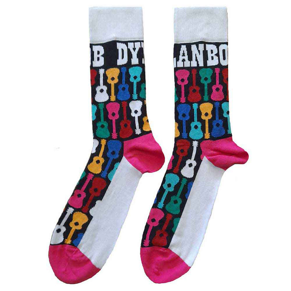 Bob Dylan Socken Guitar Pattern Weiß-Schwarz