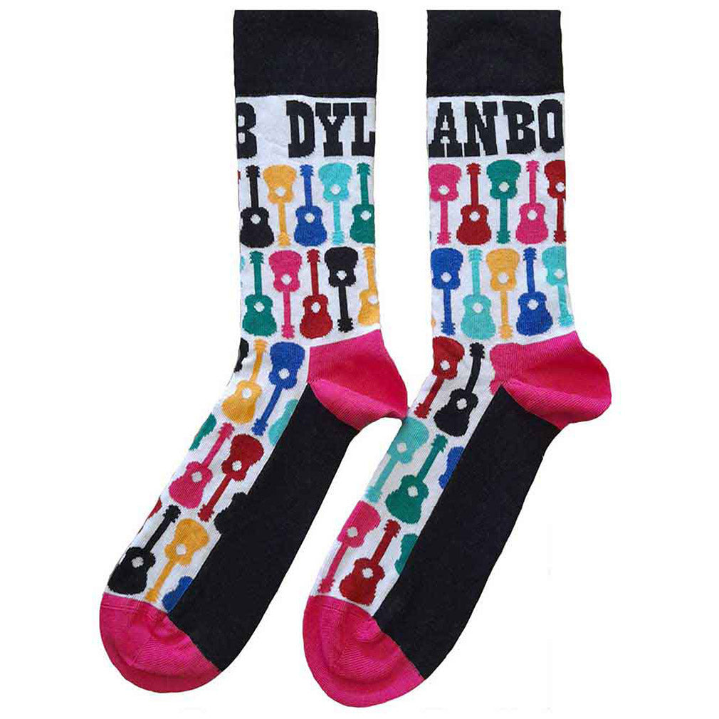 Bob Dylan Socken Guitar Pattern Schwarz-Weiß