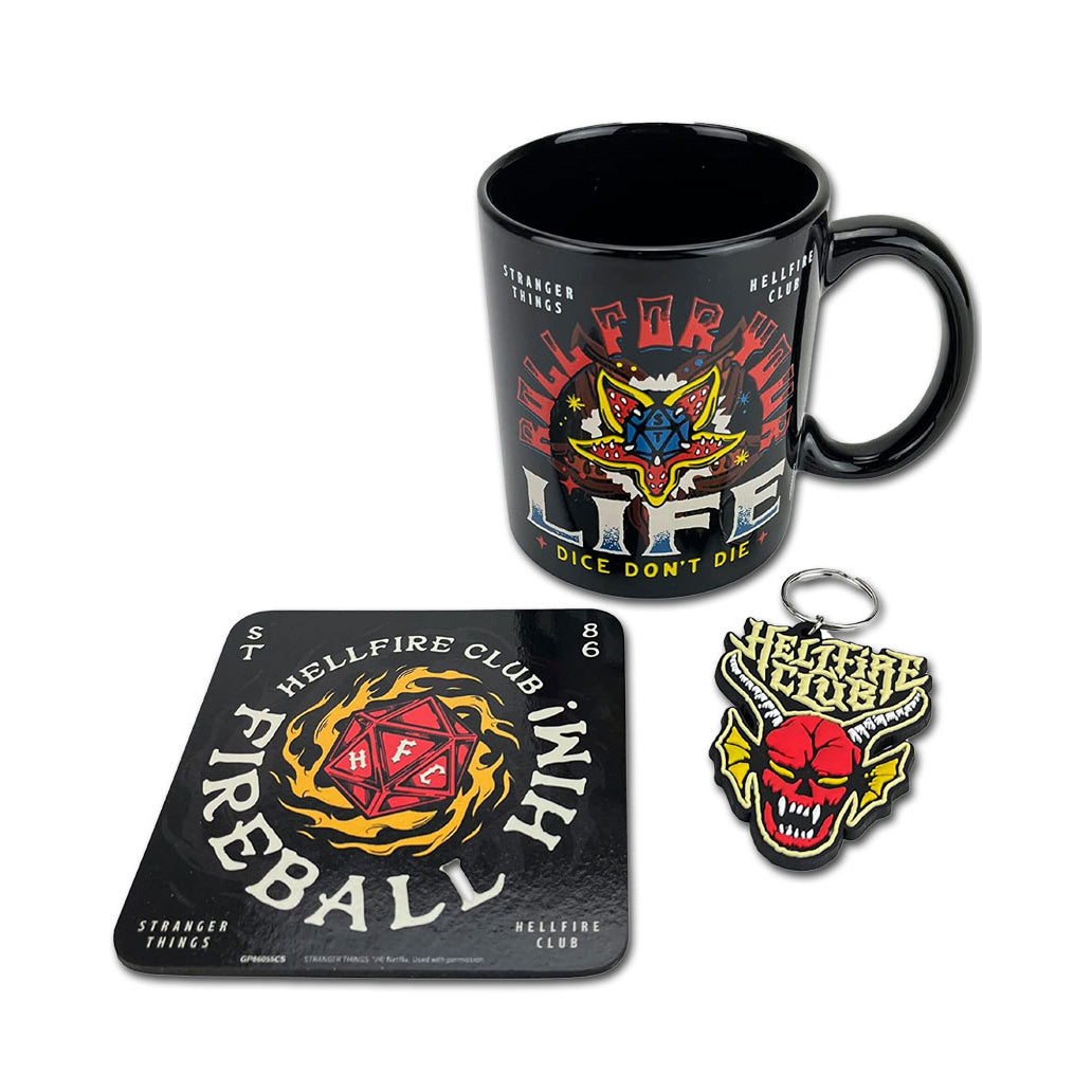 Stranger Things Tasse Hellfire mit Untersetzer und Schlüsselanhänger