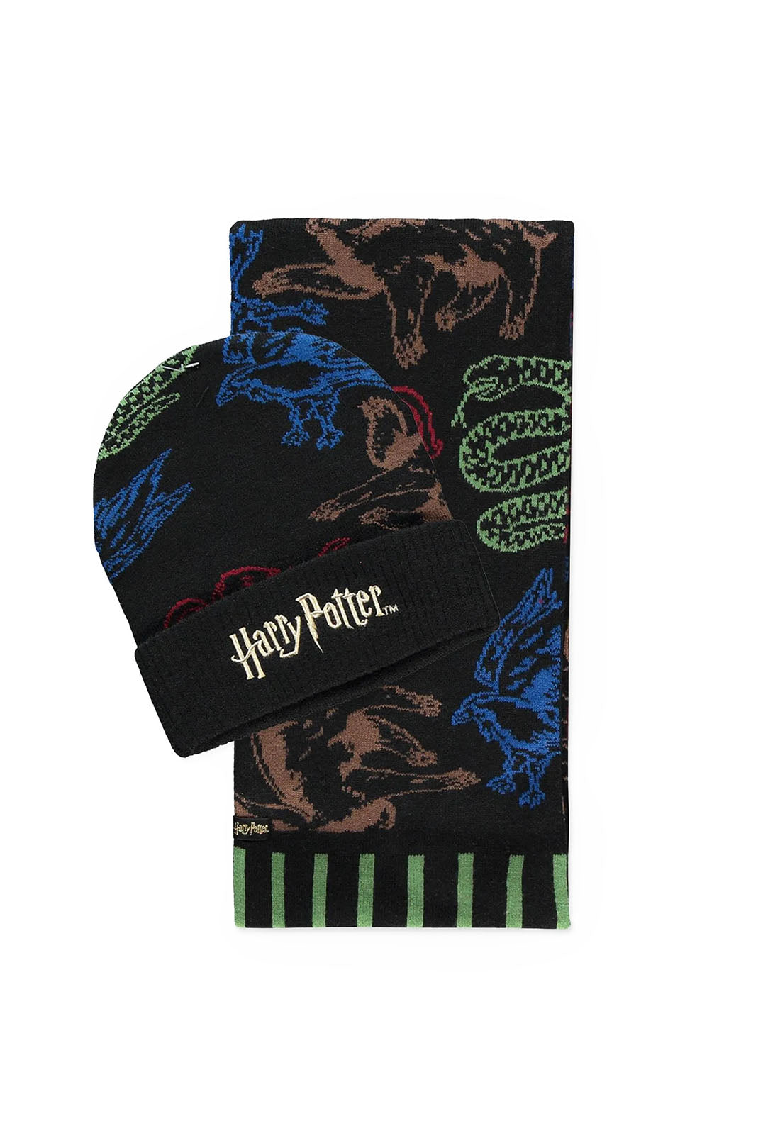 Harry Potter Beanie & Schal Set Hogwarts Houses Coloured