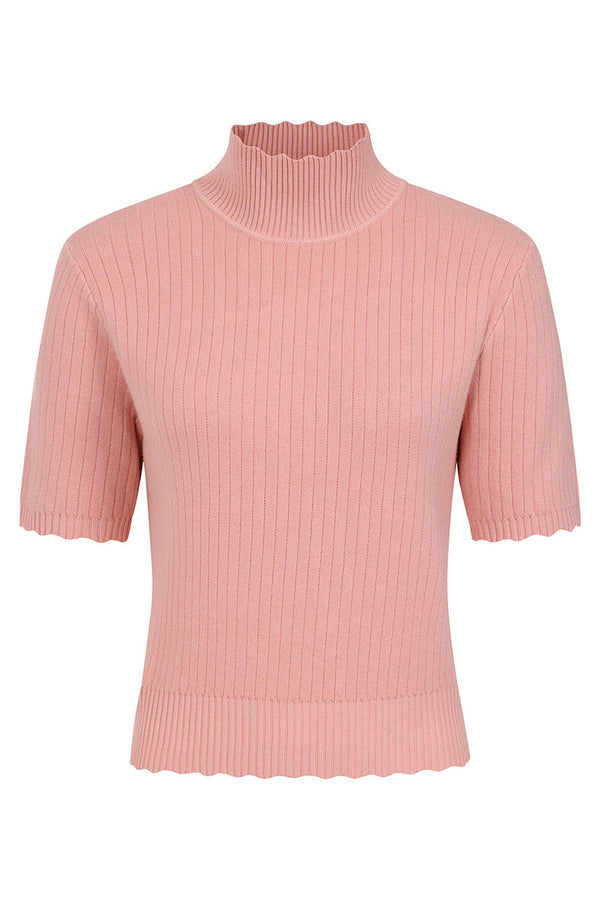 Banned Retro Halbarm Pullover Jane Sweet Scallop Rosa