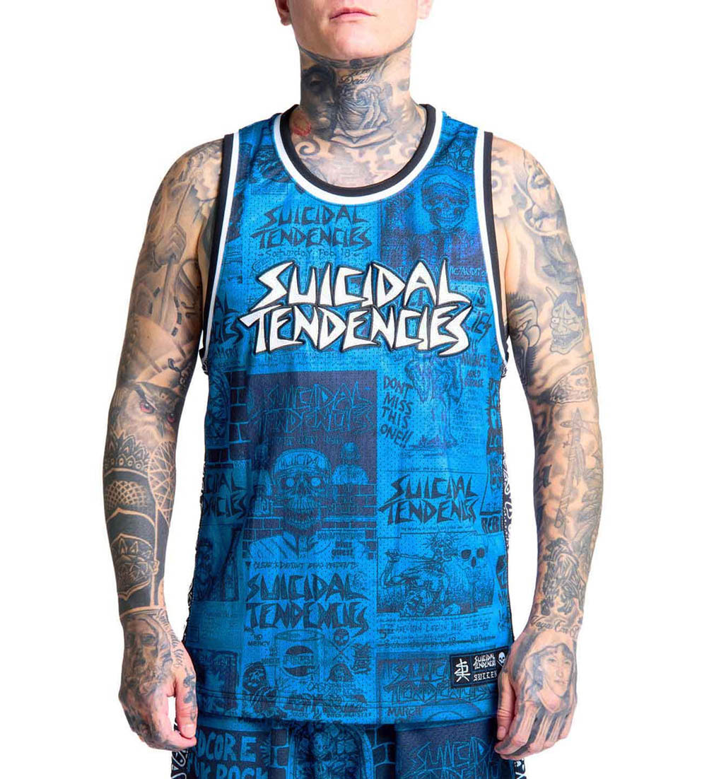 Sullen Clothing X Suicidal Tendencies Basketball Tank Top Posted Jersey Blau