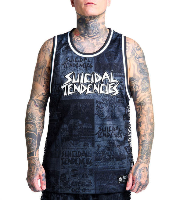 Sullen Clothing X Suicidal Tendencies Basketball Tank Top Posted Jersey Grau