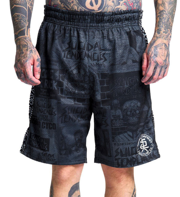 Sullen Clothing X Suicidal Tendencies Basketball Shorts Posted Grau