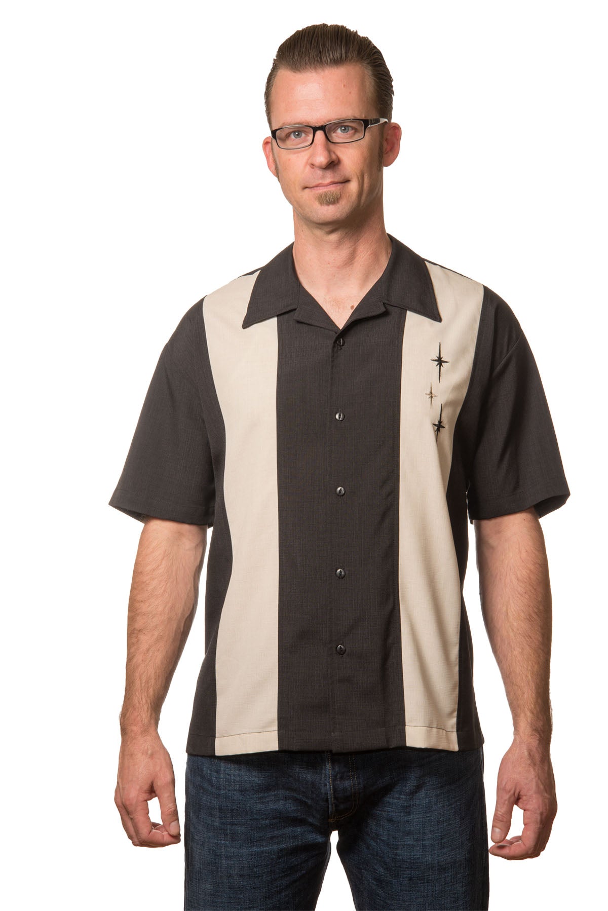 Steady Clothing Hemd Three Star Panel Schwarz