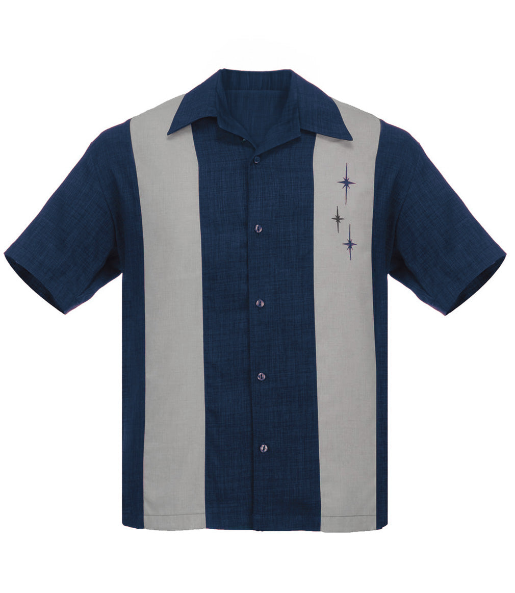 Steady Clothing Hemd Three Star Panel Blau