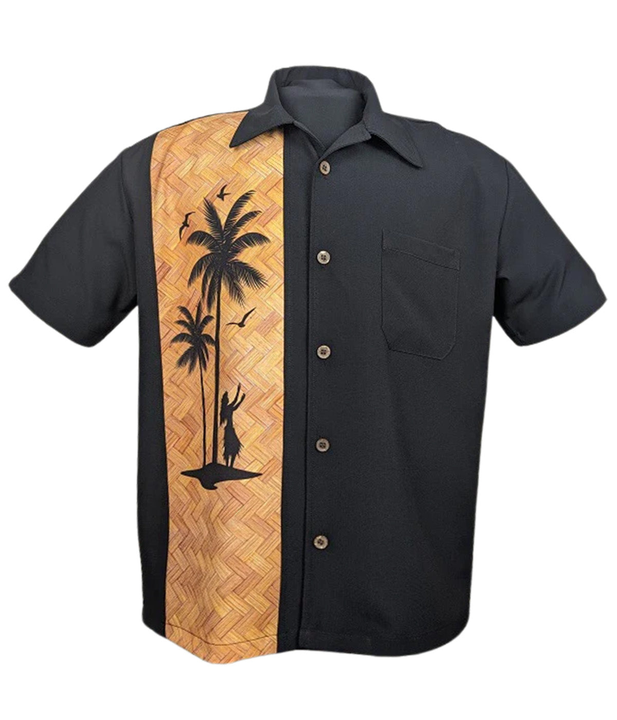 Steady Clothing Bowling Hemd Hula Palm Schwarz