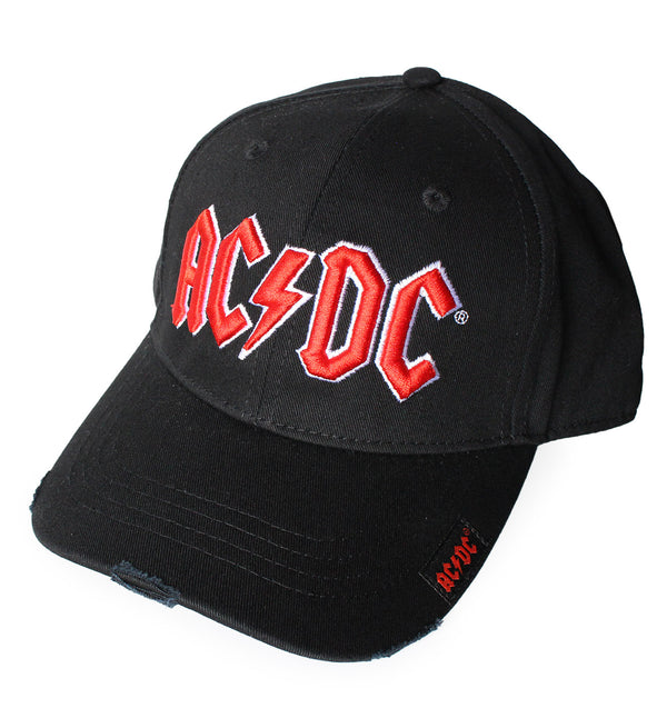 AC/DC Cap Used Look Schwarz Logo Rot