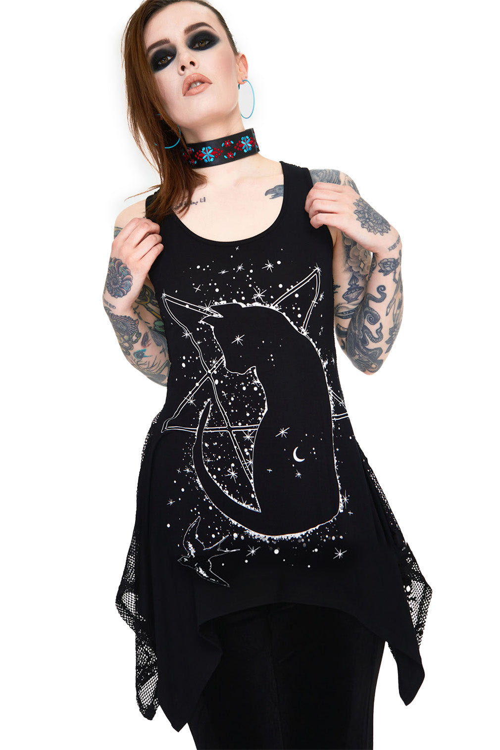Jawbreaker Tank Top Cosmic Cat Longline