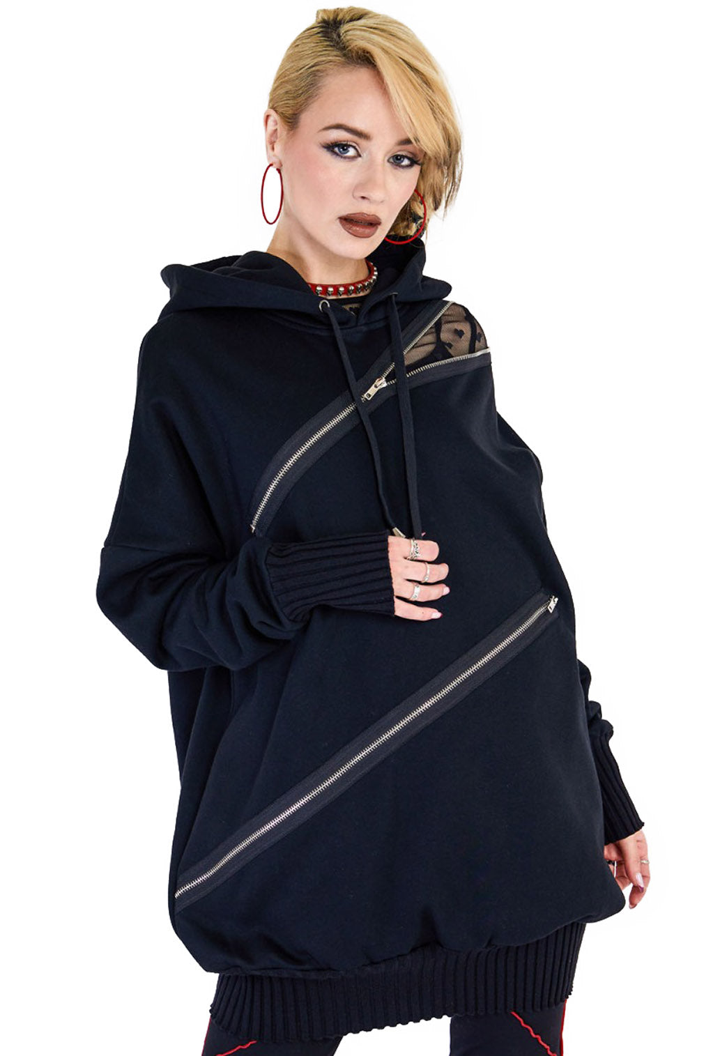 Jawbreaker Kapuzenpullover Zip Front Oversized Hoodie