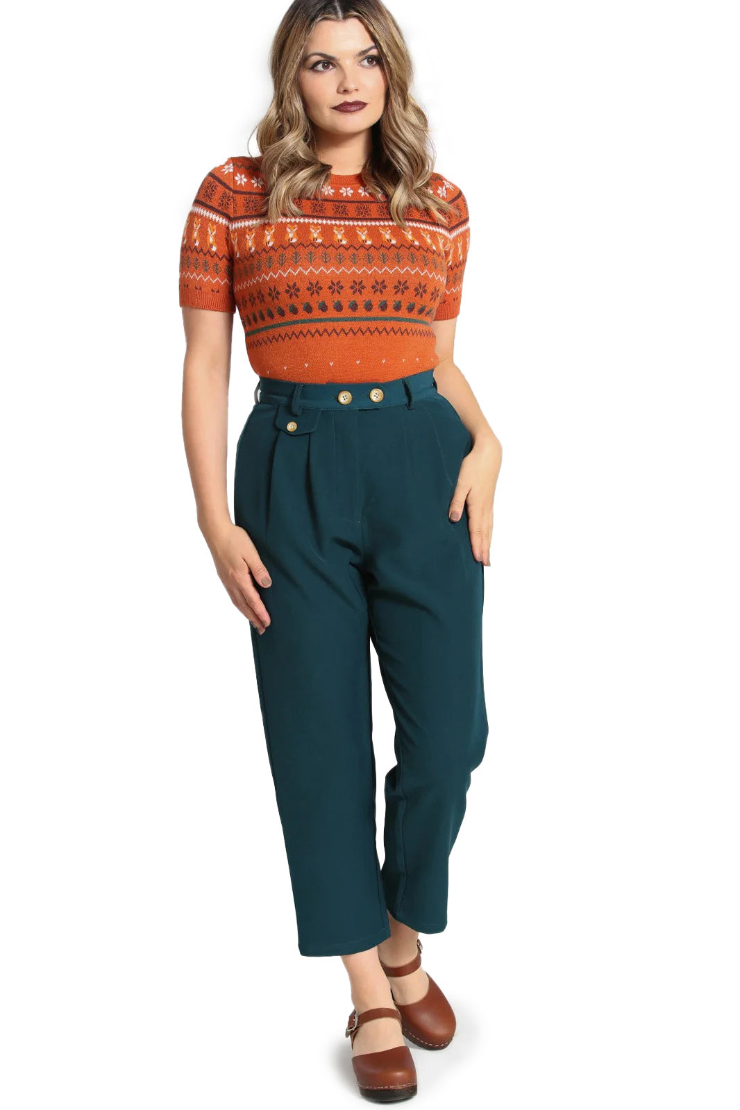 Hell Bunny Hose Ravenwood Trousers Petrol
