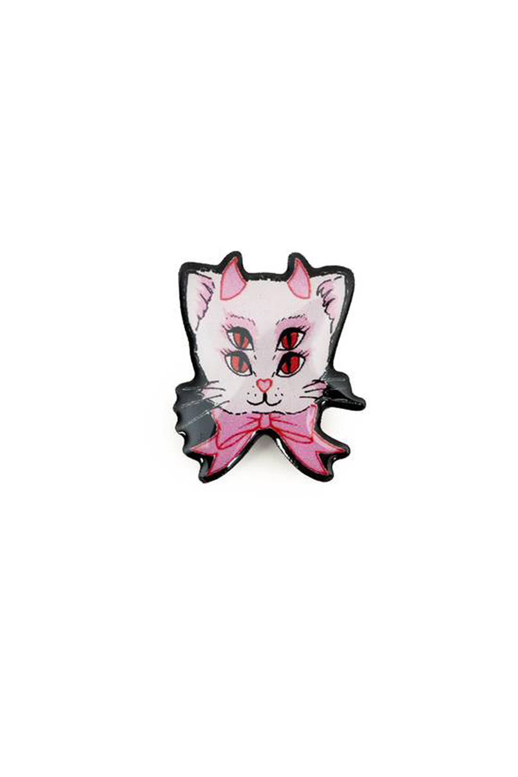Hell Bunny Anstecknadel 4-Eyed Kitty Pin Badge