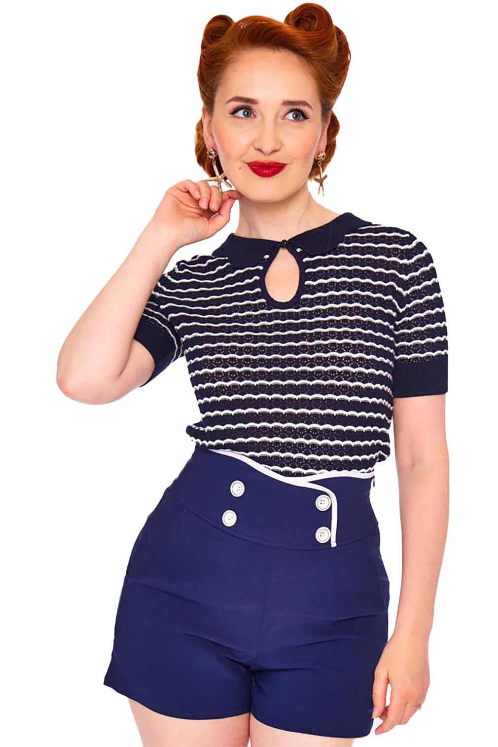 Voodoo Vixen Top Scallop Stripe and Collar
