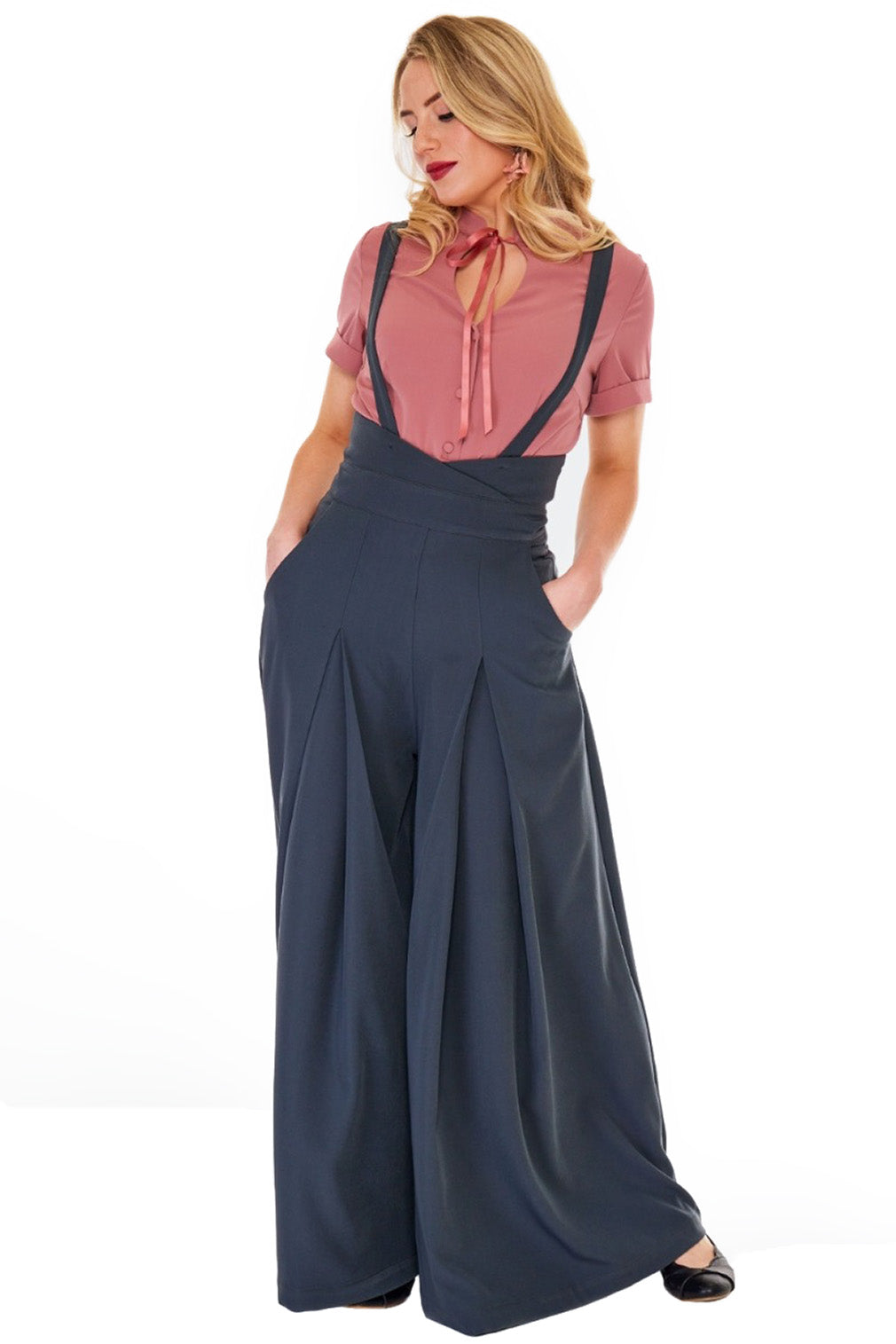 Voodoo Vixen Stoffhose Grey Wide Trousers