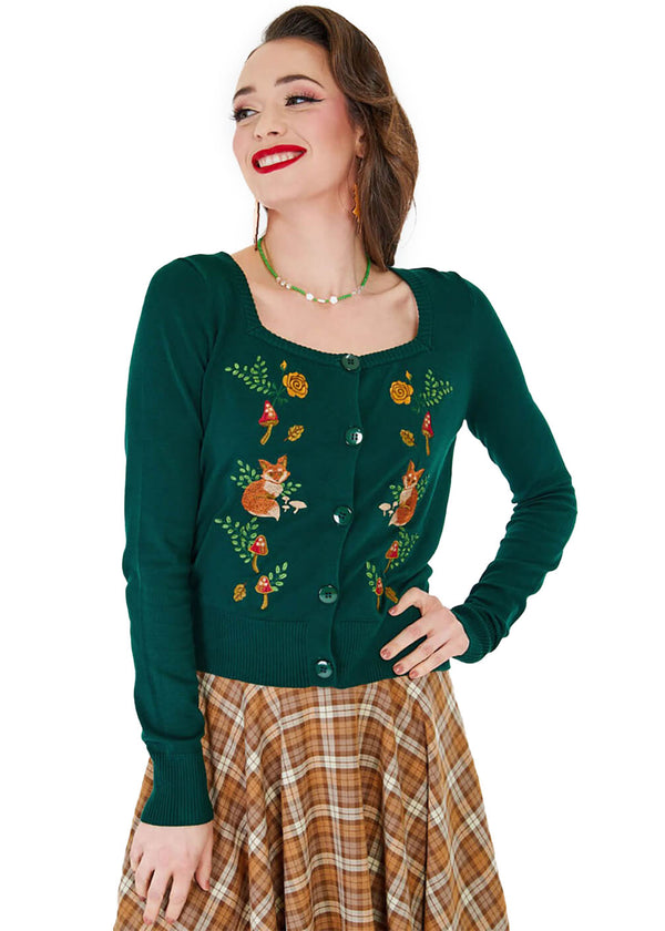 Voodoo Vixen Strickjacke Fox And Mushroom
