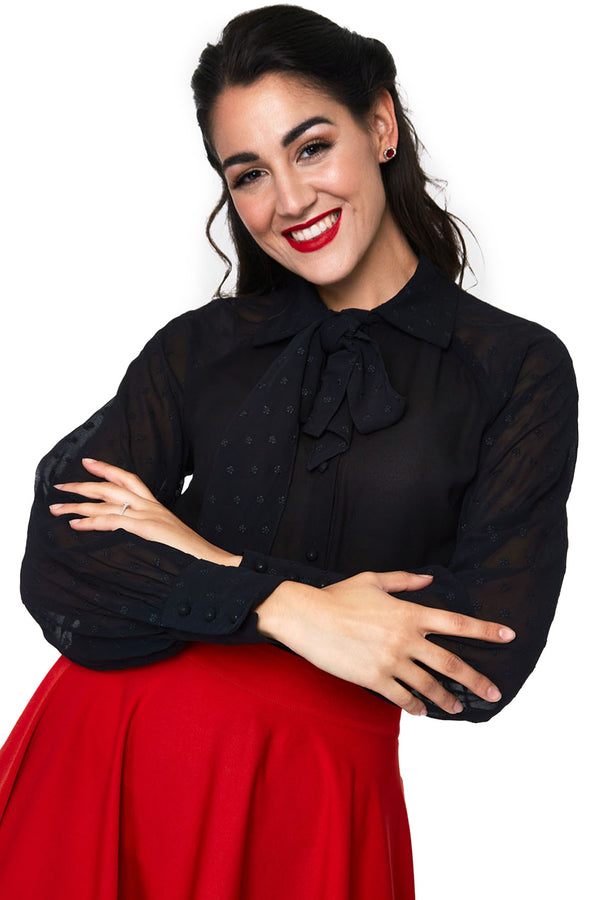 Voodoo Vixen Bluse Winona Black Chiffon