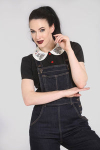 Hell Bunny Latzhose Elly May Denim Dungaree Blau