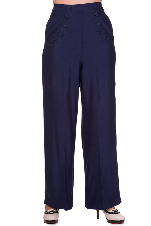 Banned Retro Schlaghose Full Moon Navy Blau