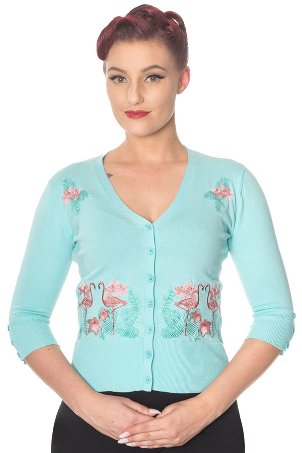 Banned Retro Strickjacke Face To Face Cardigan Babyblau