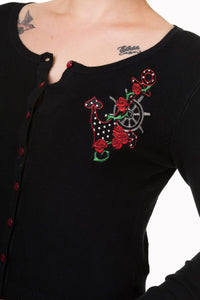 Banned Retro Strickjacke Anchor Cardigan Schwarz