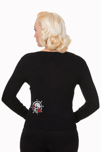 Banned Retro Strickjacke Anchor Cardigan Schwarz