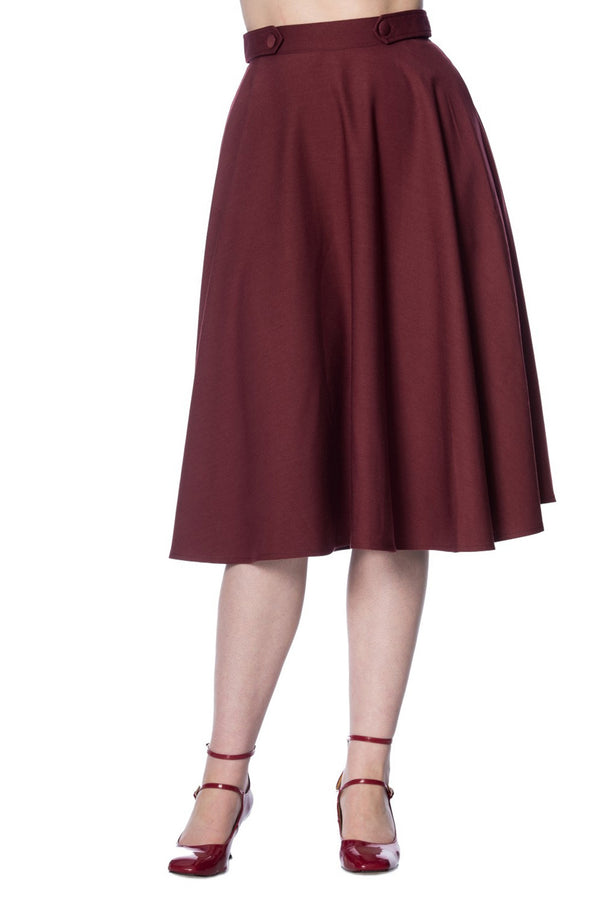 Banned Retro Tellerrock Di Di Plain Swing Skirt Burgunder