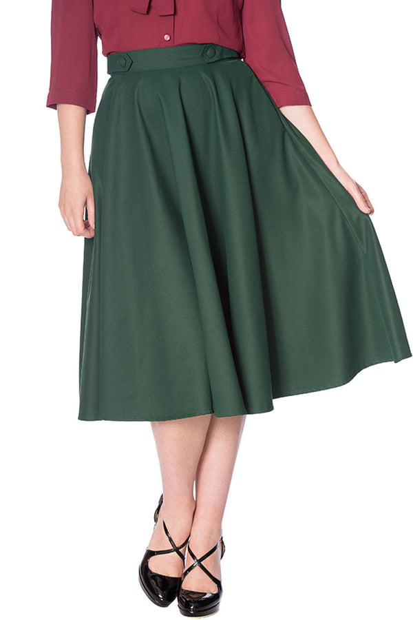 Banned Retro Tellerrock Di Di Plain Swing Skirt Grün