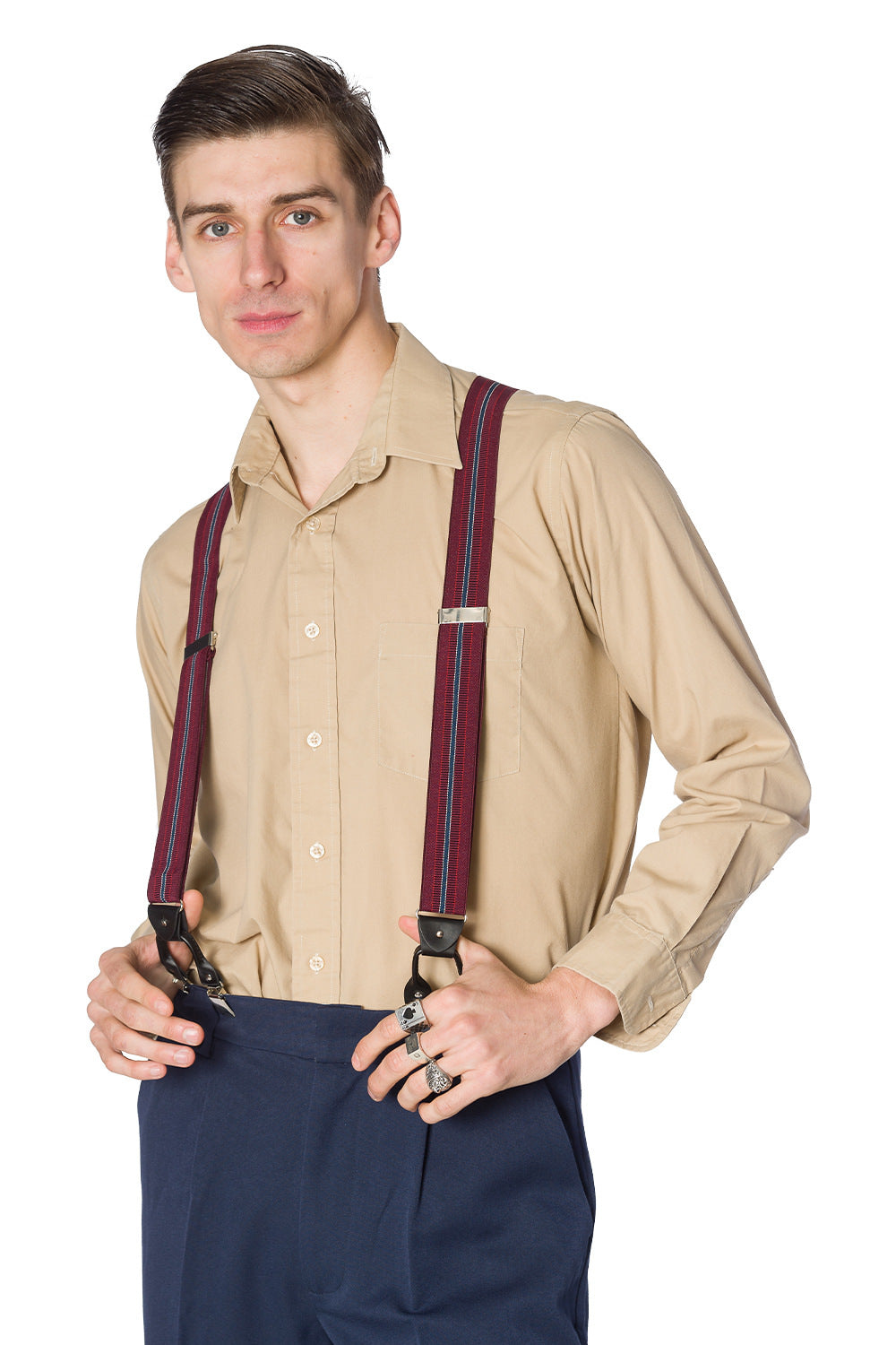 Banned Retro Hosenträger Nicholas Braces Burgunder