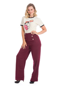 Banned Retro Marlenehose Adventures Ahead Burgunder