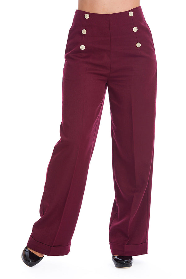 Banned Retro Marlenehose Adventures Ahead Burgunder