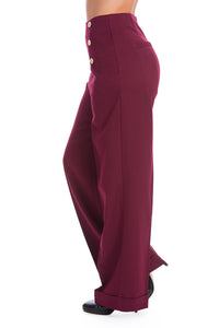 Banned Retro Marlenehose Adventures Ahead Burgunder