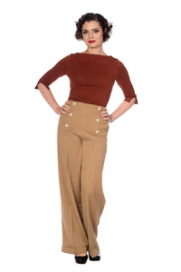 Banned Retro Marlenehose Adventures Ahead Tan Braun