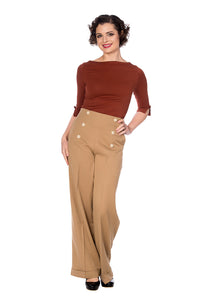 Banned Retro Marlenehose Adventures Ahead Tan Braun