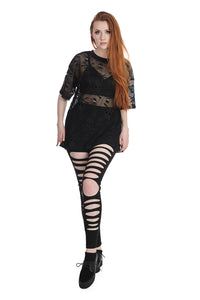 Banned Alternative Mesh T-Shirt Skull Queen Long Top