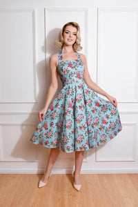 Hearts & Roses London Neckholder Kleid Heidi Floral Swing Dress