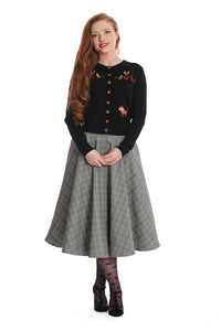 Banned Retro Strickjacke Scandi Fox Cardigan Schwarz