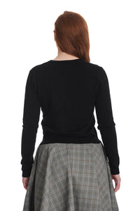 Banned Retro Strickjacke Scandi Fox Cardigan Schwarz